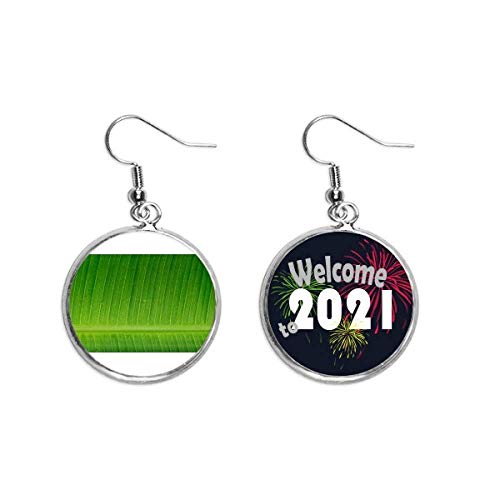 Pendientes de hoja de plátano joyería de naturaleza con imagen fotográfica