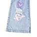 Nivne Tco Tween Girls Wide Leg Jeans, Elastic Wasit Ripped Denim Pants with Pockets, Pattern Print Jeans for Girls (US, Age, 9 Years, Blue)