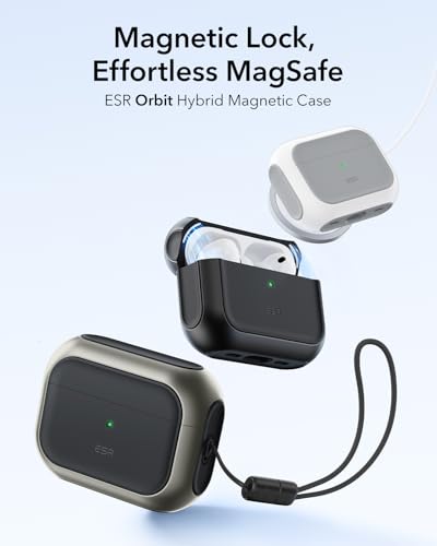 Image of ESR for AirPods Pro 3 Case, Compatible with AirPods Pro Case 3rd Generation (2025), Compatible with MagSafe, Full Drop Protection Cover with Lanyard, Titanium