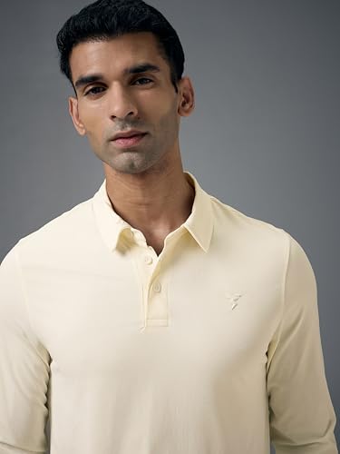 Image of TECHNOSPORT Mens Slim Fit Solid Full Sleeve Cotflex Polo T-Shirt for Regular and Casual Uses