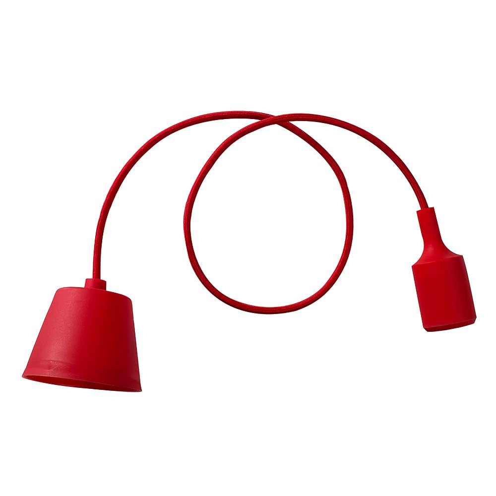 MiniSun - Contemporary ES E27 Red Designer Ceiling Suspension Rose / Braided Flex Lamp Holder Pendant Light Fitting Kit