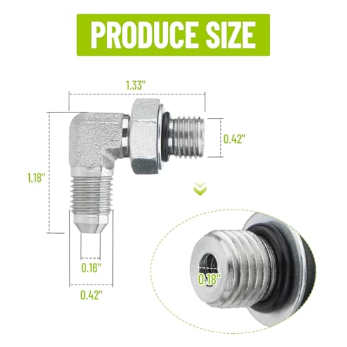 Image of 5 Pack 90 Degree Elbow Hydraulic Adapter Fittings: 1 /4 inch JIC 37 Male x #4 SAE /ORB Male, Hydraulic End Connectors with Protection Cover - 6801-04-04
