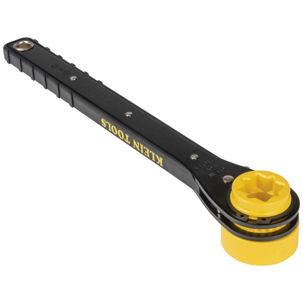 Klein Tools KT152T - Llave de trinquete delgada 4 en 1 con mango largo y estriado para agarre y apalancamiento, color negro