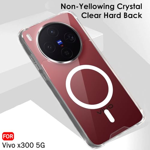 Image of TheGiftKart Shockproof Ultra-Hybrid Back Cover Case for Vivo X300 5G Compatible with MagSafe | 360 Protection | Crystal Clear Hard Back Cover Case for Vivo X300 (PC & TPU, Transparent Bumper)