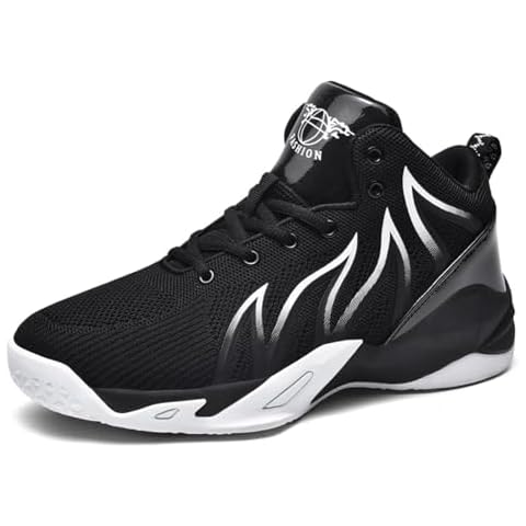 CJSPORX Mens Basketball Shoes Anti Slip Fashion Sneakers Zapatos de Hombre Black&White-3 Size 10.5 Cover