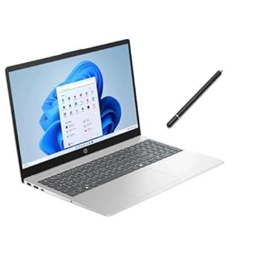 HP Laptop com tela sensível ao toque de 15,6 polegadas | Processador Intel Core i3-1315U | Gráficos Intel UHD | Webcam | Copiloto | Prata | 8 GB de RAM | SSD de 256 GB | Windows 11 Home | Pacote com
