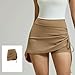DMMWCX Gym Leggings Women's High-Elasticity Fashion Fitness Skirt, Pleated Two-Piece Yoga Skirt-Coffee-XXL