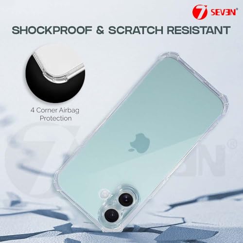 Image of 7SEVEN Compatible with iPhone 16 Transparent Back Cover Soft TPU Silicone Case Shockproof Flexible Bumper Raised Camera Edges Protection Slim and Lightweight Crystal Clear Protective Phone Case