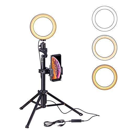Eocean 8 inches Selfie Ring Light with Tripod 54 inch Ring Light with Stand for Live Stream/Makeup, Led Camera Ringlight for Vlog/Video/Photography Compatible with iPhone Android