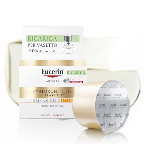 Eucerin Hyaluron-Filler + Elasticity Refill Crema Giorno SPF 30 50 ml, Ricarica di crema viso antimacchie e antirughe con Acido Ialuronico elasticizzante e Thiamidol per tutti i tipi di pelle