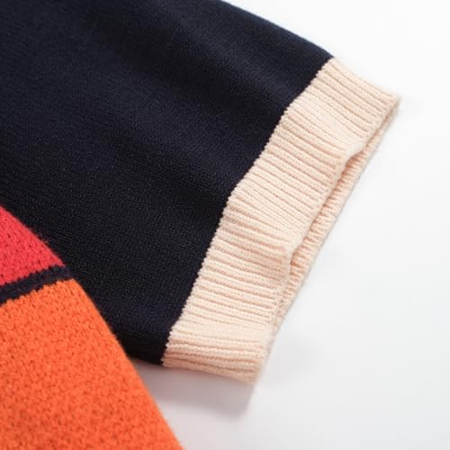 OXKNIT Men's Vintage Polo Shirt Geometric Patterns Dark Blue Knit Casual Summer Golf Poloshirts4