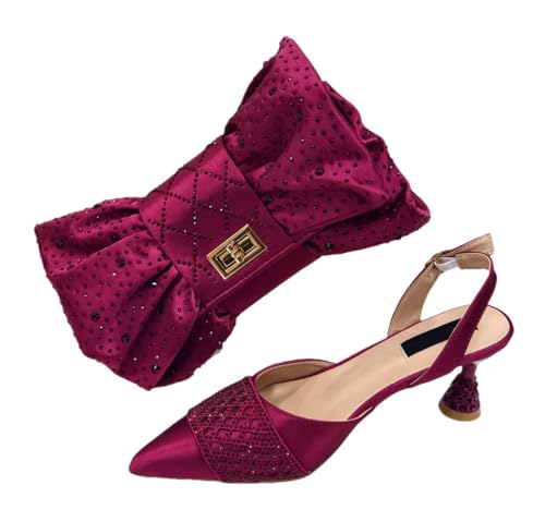 Ensemble de sacs bordeaux d'inspiration italienne avec strass