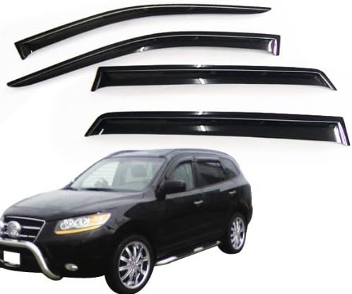 Window Visors Compatible with 2007-2012 Hyundai Santa Fe, Sun Vent Deflector Smoke 4Pcs by IKON MOTORSPORTS, 2008 2009 2010 2011