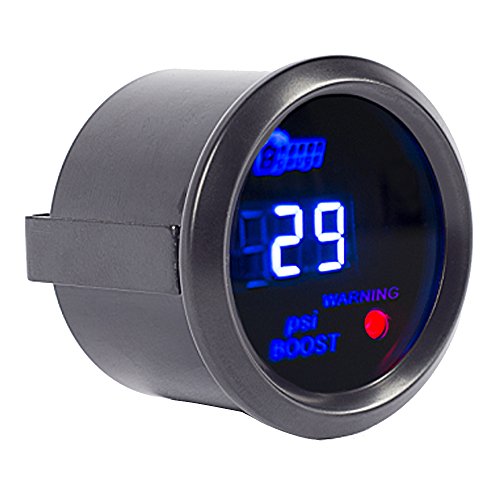 Mintice™ 2' 52mm Black Car Motor Digital Blue LED Light PSI Turbo Boost LED Gauge Meter