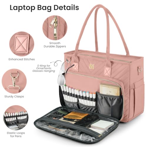 Image of Teacher Tote Bag for Women,Laptop Work Bag for Business Travel,Quilted Nurse Bible Computer Bag Briefcase Gift