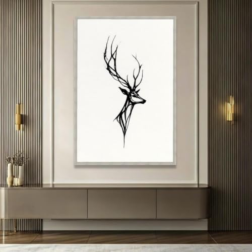 Impression sur toile cerf noir design minimaliste premium XINBAO
