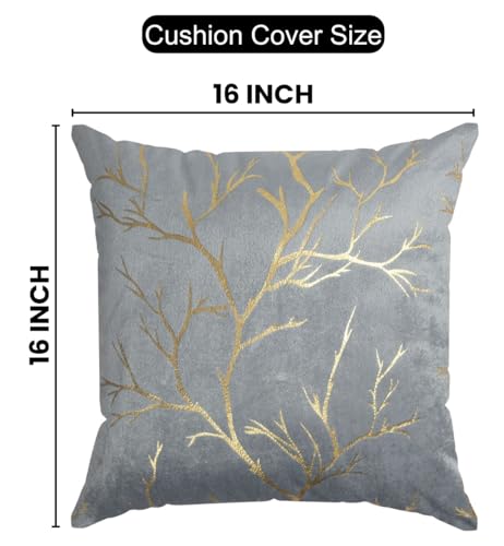 Image of Velvet Foil Cushion Covers 16 inch x 16 inch Set of 2, Grey
