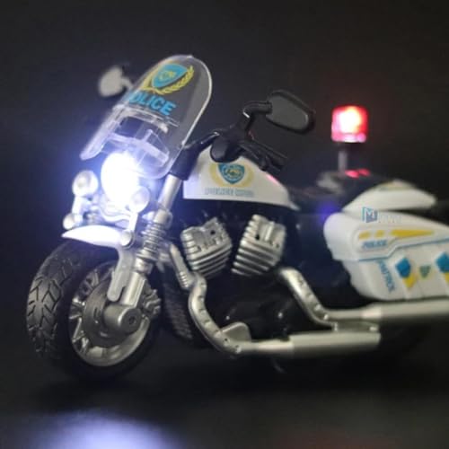 Image of Police Motorcycle Toy - Pull Back Motorcycle Toys, Tiny Gift with Music Lighting, Latte Motorcycles Toy for Kids Boys Age 3-8 Year Old [Multicolor] (Police Motorcycle-001-Multicolor)