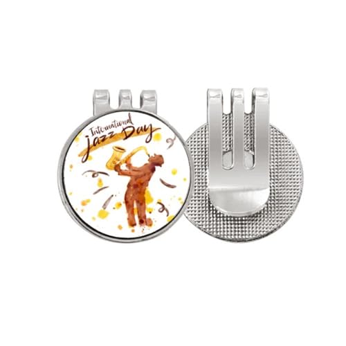 Marqueur de balle de golf saxophone en émail magnétique avec clip de chapeau