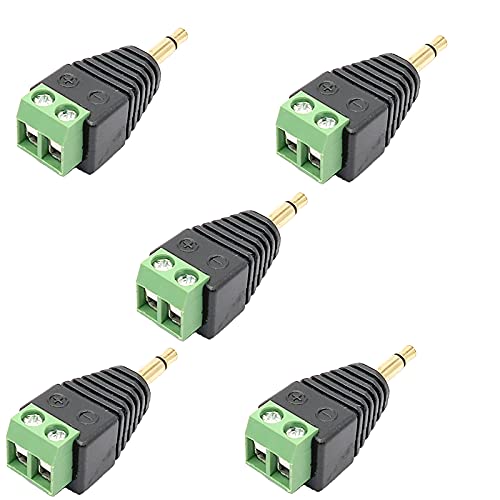 Adaptador 3.5mm TS Mono a 2 Pin Terminal 5Pcs miniatura 1