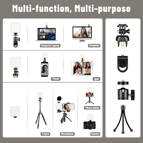 LED Videokonferenz Licht Videoleuchte mit Clip, Stativ, 360 °Gimbal, mit 3000mAh Eingebautem Akku, Dimmbare Fotolicht… – Bild 5
