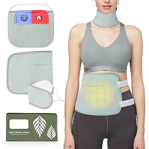 VUEJIC Castor Oil Wrap for Waist and Neck,Grey Oil Kit Less Mess-Reusable Organic Cotton Flannel, Waterproof Less Mess Reusable Castor Oil Fit for Detox (Oil Not Included) Cover