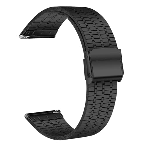 Deolven Edelstahl Uhrenarmband, Mesh Metall Uhrenarmbänder für Herren und Damen, Schnellspanner Armband für Smartwatch und Traditionelle Uhr, Uhrband 22mm Schwarz