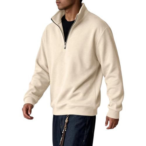 Men's Quarter Zip Pullover Fleece Big and Tall Polo Neck Holiday Sweatshirt - image 3