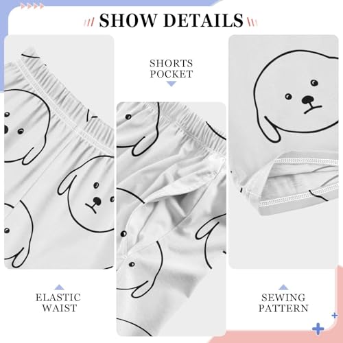 Boys' Pants Hand Drawn White Dogs White Long Bottoms Jogger Pants Elastic Waist Trousers with Pockets S-XL4