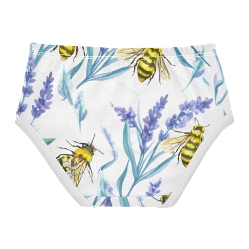 Cotton Girls Underwear Toddler Lavender Watercolor Bees White Panties for Girl Aesthetic Briefs Underpants 2t2