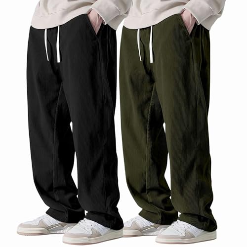 Image of Preneum Men Mid Rise Poly Cotton Loose Fit Trouser || Korean Style Travel & Lounge Wear with Pockets (Available in Plus Size)