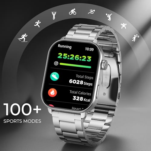 Image of beatXP Unbound Pro 1.96 inch Super AMOLED Display Bluetooth Calling Smart Watch, Metal Body, Rotary Crown, 410 * 502px, 800 Nits, 60Hz Refresh Rate, 100+ Sports Modes, 24 /7, IP67 (Silver Metal)