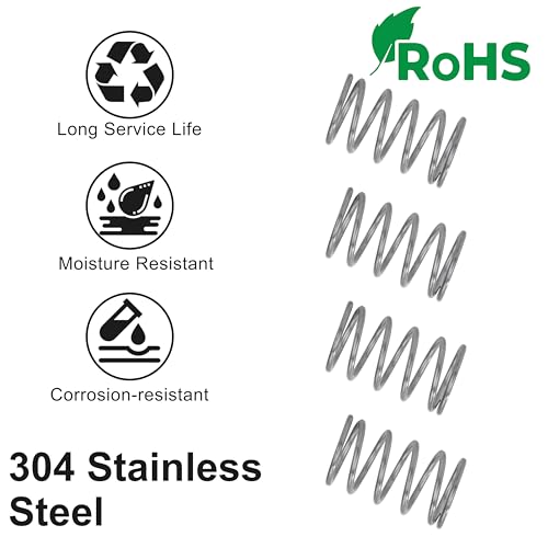 GUNGY Druckfeder Edelstahl Feder Druckfedern 20mm Drahtdurchmesser 1,2mm Innendurchmesser 10mm Länge 20mm Maximale Federkraft 2,1kg 10 Stück
