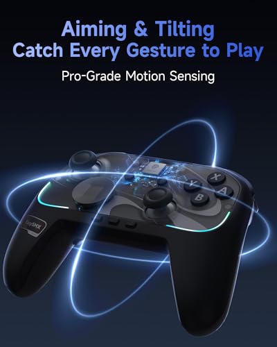 Image of EasySMX S10 Controller for Switch 2 /Switch /PC, One-Key Wake-Up, TMR Anti-Drift Joystick, Mechanical Buttons, 6-Axis Gyro, Bluetooth, RGB, Swappable D-Pad & Faceplates