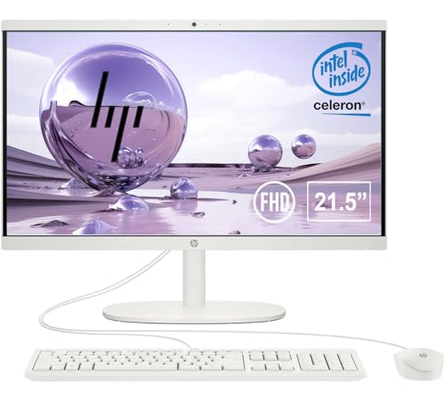 Image of HP 22 inch FHD All-in-One Desktop Computer | Intel Dual-Core CPU | 16GB DDR4 RAM, 512GB PCIe SSD | WiFi 6, Bluetooth 5.3, RJ45 | Anti-Glare | Intel UHD Graphics | USB-C 5Gbps Port | Wired KB & Mouse
