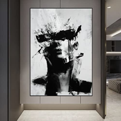 Art abstrait noir blanc femme impression sur toile de coton premium KEBIA 35x50cm