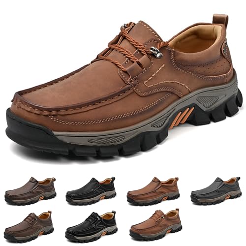 Men's Waterproof Hiking Shoes, Lightweight Breathable Casual Sneaker, Slip on Boots for Men Work Loafers, Orthopedic Slippers, for Travel, Camping, Running