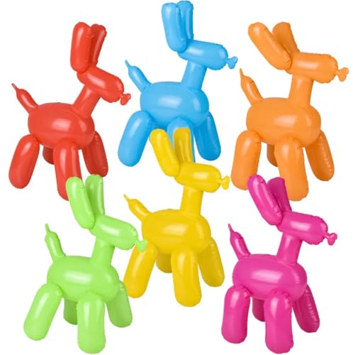Inflatable Balloon Dogs 6 Pc Set 24 Inch Vinyl Decorations Toys Pool Colorful Photo Prop