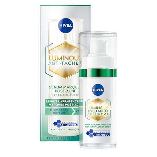 NIVEA Luminous 630 - Serum viso Post-Acne - Riduce l'aspetto dei marchi, effetto opacizzante 12 H, tinta unificata, tiamidol brevettata e acido ialuronico, pelle grassa ad imperfezione, 30 ml