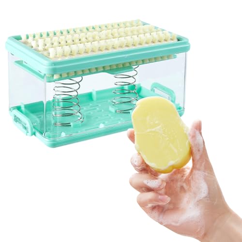 Loong 石鹸ケース ブラシ付き しっかり泡立つ 洗濯せっけんケース 石けんケース 石けん台 石鹸 ウタマロ石鹸 ケース 泡立て 洗濯石鹸ケース ブラシ付き石鹸ケース せっけん置き場 泡立つ 洗濯 エリ 襟 袖 子供服 上履き くつ下 ユニホーム 汚れ 衣類の汚れ ホワイトグリーンのサムネイル