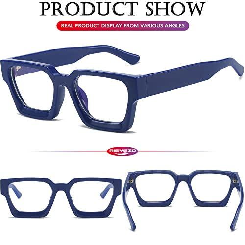 Image of AIEYEZO Square Thick Frame Glasses for Women Men Fashion Blue Light Glasses Trendy Chic Computer Eyeglasses