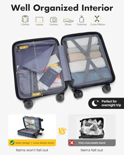 Lekesky 16 Inch Carry On Luggage for Airplanes - Hard Shell Suitcase with TSA Lock, Detachable Spinner Wheels Lightweight ABS Carry On Suitcase for Travel Weekend Trips Men Women,  image 6