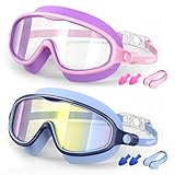 VegoVia 2 Pack Swim Goggles for Kids 6-14, Swimming Pool Goggles for Kids 8-14, Anti-Fog UV Protection for Toddler Youth Teens Boys Girls 6-14, 180°Wide View No Leaking for Pool Beach