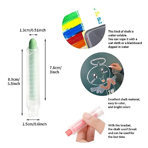 Kreidestifte für Tafel Abwaschbar,Staublose Kreide,Staubfreie Kreide,Wandtafelkreide,abwaschbare Kreide,waschbar Kreide,staubfreie Kreide mit verstellbarem Kreidehalter,drehbare farbige Kreide,6Pcs