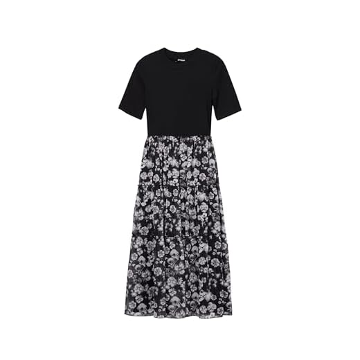 Desigual Robe tissée à Manches Longues pour Femme, Noir, XL