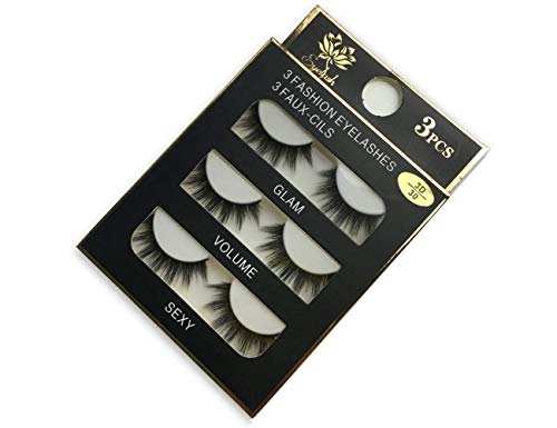 3D Fake Eyelashes Makeup Hand-made Dramatic Thick Crisscross Deluxe False Lashes Black Nature Fluffy Long Soft Reusable 3 Pair Pack