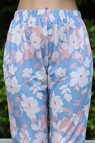 Image of Leriya Fashion Womens Wide Leg Pants Flowers Floral Print Drawstring Loose Long Trousers & Leggings