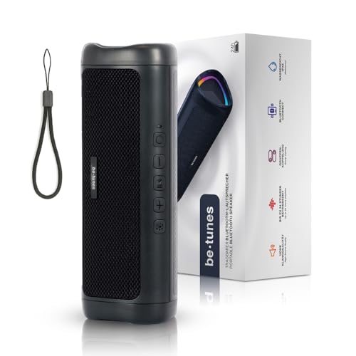 be tunes Bluetooth Lautsprecher – Kleine Musikbox mit LED-Licht – 24 Std Akku – Tragbare Partybox – Boombox IPX7 Wasserschutz für Indoor & Outdoor