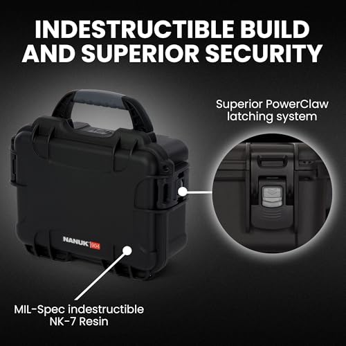 Image of NANUK 904 Empty Hard Case - IP67 Waterproof Protective Hard-Shell Case, Impact-Resistant & Dustproof Storage Case, Perfect for Travel, 10.2 inch x 7.9 inch x 4.5 inch, Made in Canada - Black