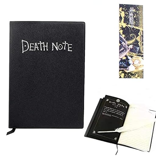 REOVE Cuaderno de notas de muerte con bolígrafo de plumas, cuaderno de cosplay con temática de anime de moda, el mejor regalo para los amantes del cosplay, se puede utilizar como diario y cuaderno | Ya disponible en tu tienda friki favorita! En mundofriki.es!